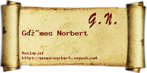 Gémes Norbert névjegykártya